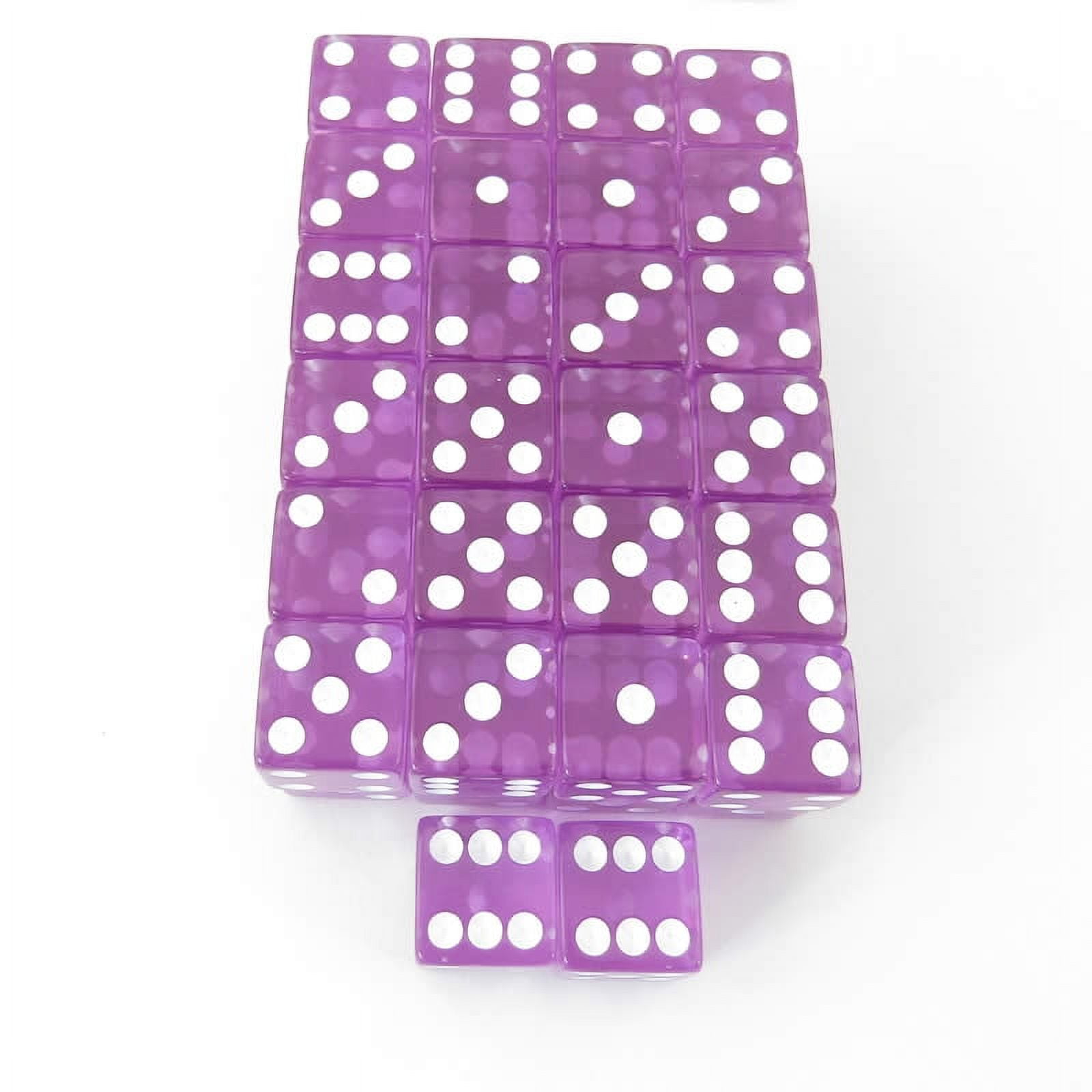 Purple Transparent Dice with White Pips Rounded Corners D6 16mm (5/8in) Pack of 50 Wondertrail