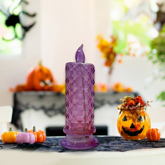 Purple Transparent LED Electronic Candles - 1 Pack Battery Operated Flameless Decorative Candle for Christmas, Bedroom & Dinner (Remote Control)