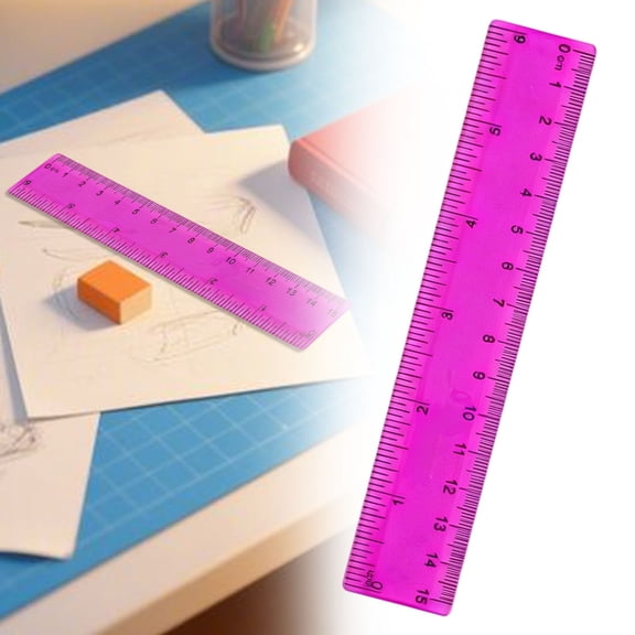 Purple Transparent Plastic Straight Ruler with Dual Metric Scales, Clear Centimeter Millimeter Measuring Ruler for Students Artists Designers