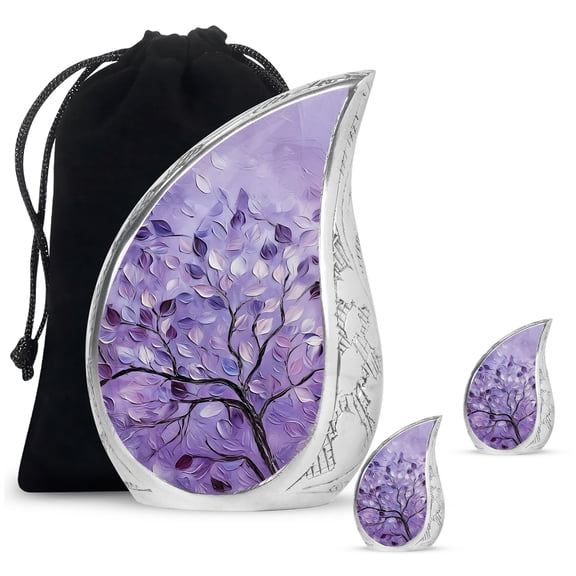 Purple Tree Design Large Urn For Ashes Adult Male - Urn For Ashes For Women - Handcrafted Small Ash Urns - Miniature Gifts For Decorative Urns 10 Inch And 3Inch 2 Keepsake