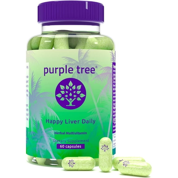 Purple Tree Happy Liver Daily | Liver Support & Cleanse with Milk Thistle, 60 Veggie Pills, Unisex
