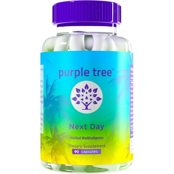 Purple Tree Next Day, Post-Celebration Wellness - Ashwagandha, Milk Thistle for Adults, 90 Pills
