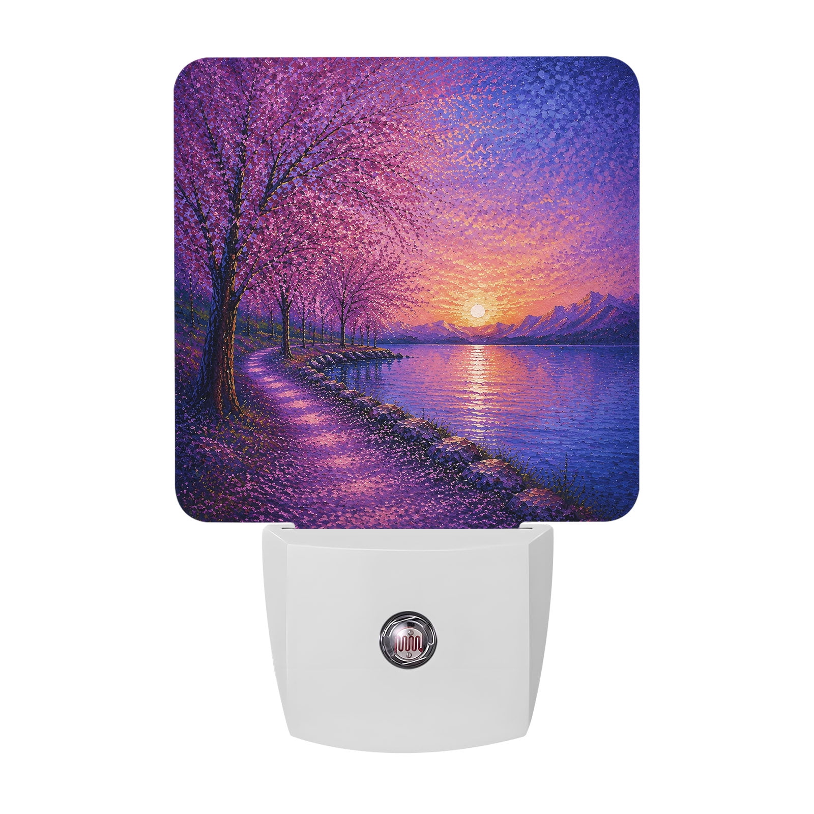 Water Ripple Sensor Purple Tree Night Lights, Sunset Lakeside Path Mountains Water Ripples ...