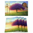 thumbnail image 1 of Purple Tree Placemats Set of 8 Orange Blue Sky Gradient Landscape Place Mats Indoor Wipeable Table Mats Washable Cloth Dining Table Placemats for Kitchen Holiday Party Home Decor 13x19 Inch, 1 of 9