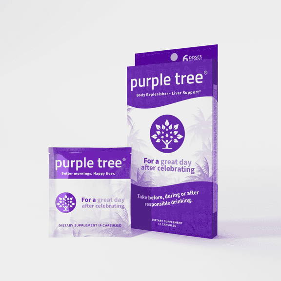 Purple Tree Post-Celebration Wellness for Liver Support & Rapid Hydration, 3 to-Go Packs (12 Pills)