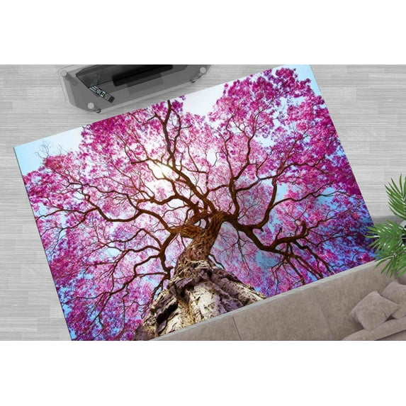 Purple Tree Rug, Salon Rug, Bathroom Rugs, Area Rug, Leaves Rug, Gift For Him Rugs, Farmhouse Rug, Floral Rug, Personalizeds Rug, 3.3'x6.5' - 100x200 cm