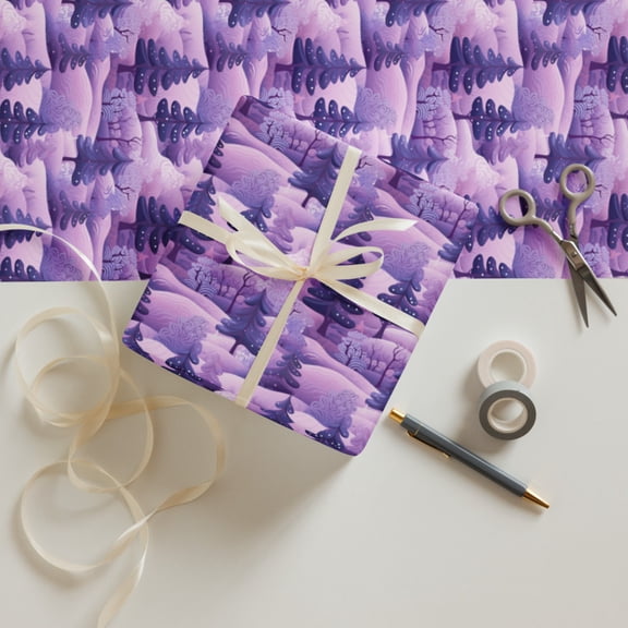 Purple Trees Christmas Gift Wrapping paper sheets