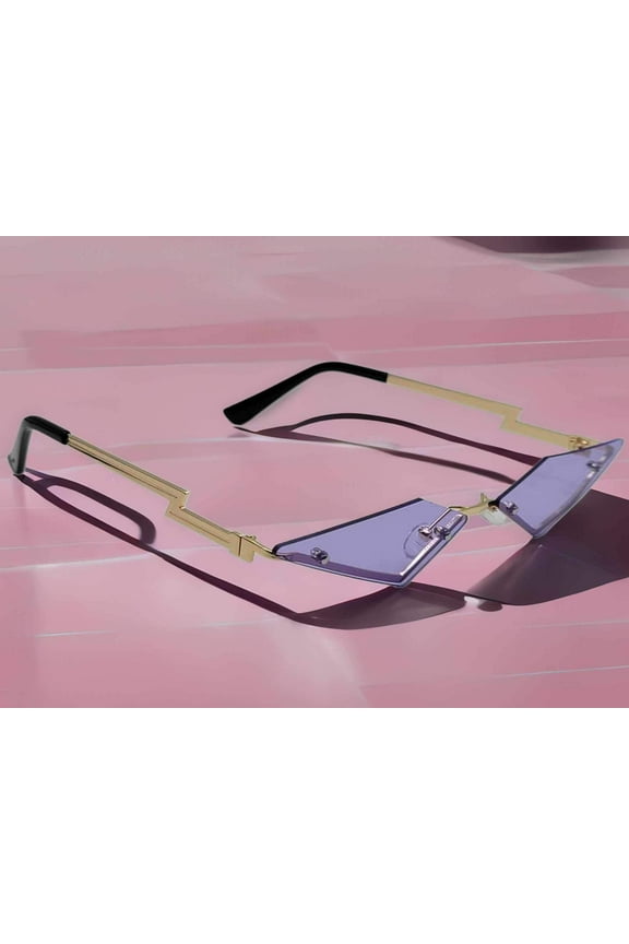 Purple Triangle Wing Edge Rimless Slim Cat-Eye Sunglasses Trendy sunglasses