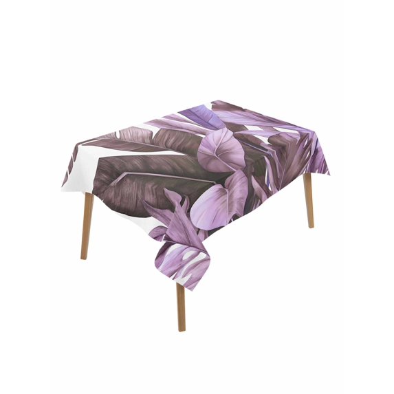 Purple Tropical Leaves Table Cloth, Waterproof Tablecloth for Rectangle Tables, Simple Watercolor Palm Plants Reusable Washable Fabric Table Cover for Restaurant Kitchen Dining Tables 52"x70"