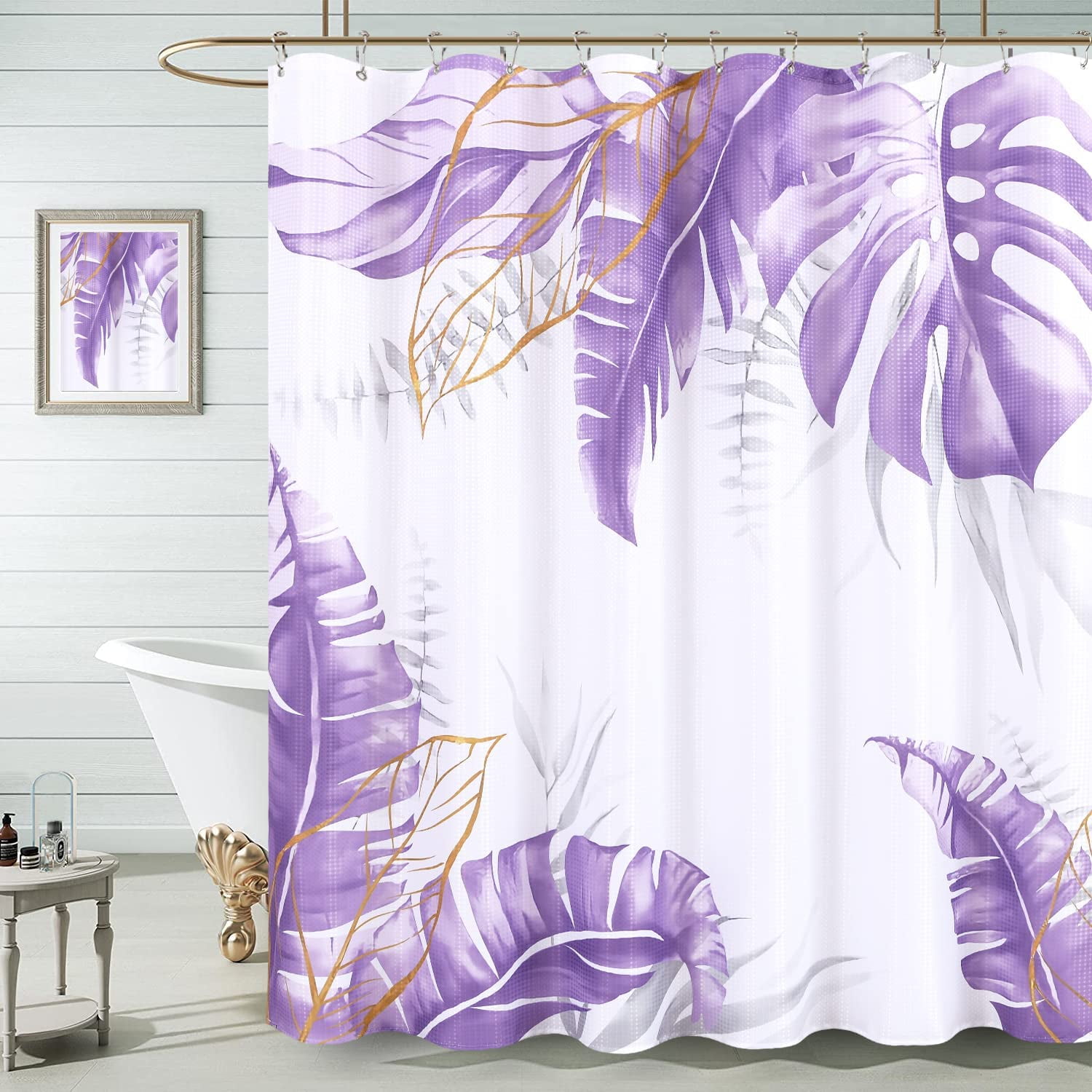 Purple Tropical Shower Curtain for Bathroom Botanical Shower Curtain