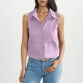 thumbnail image 1 of Purple Tshirts for Womens Sleeveless Tops Casual Down Collared Shirt Linen Tank Tops Loose Fit Blouse Work Outfits Going Out Tops for Women, 1 of 6