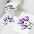 thumbnail image 1 of Purple Tulip Bathroom Rugs Set Transparent Flower Non Slip Absorbent Soft Bath Mats 3 Piece Set with Bathroom Rug, U-Shaped Floor Mat, Toilet Seat Cover Large Size, 1 of 9