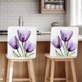 thumbnail image 1 of Purple Tulip Chair Covers Set of 6 Transparent Flower Chair Back Covers Stretch Removable Washable Chairs Slipcovers Chair Protector for Dining Room Kitchen Party Decor, 1 of 5
