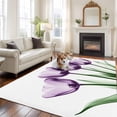 thumbnail image 1 of Purple Tulip Floral Area Rug 5x8 FT, Non Slip Bedroom Throw Carpet, Farmhouse Elegant Botanical Flowers Washable Soft Floor Carpet Non-Shedding Rug for Living Room Nursery Dorm Office, 1 of 9