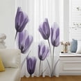 thumbnail image 1 of Purple Tulip Floral Semi Sheer Curtains Drapes for Living Room, Bedroom, French Doors Window 96 Inches Long, Pastel Country White Wildflower Rod Pocket Chiffon Curtain Drapery Voile Draperies Panel, 1 of 6