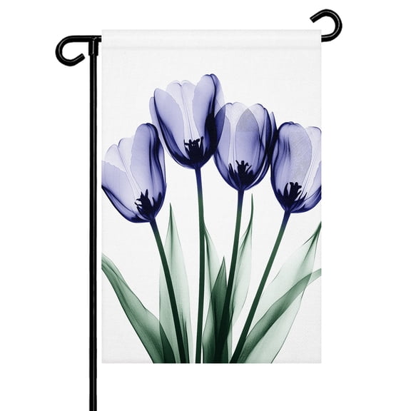 Purple Tulip Garden Flag 12x18 Inch Transparent Flowers Double Sided Small Decorative Garden Flags for Outside, Outdoor Yard Porch Lawn Decoration