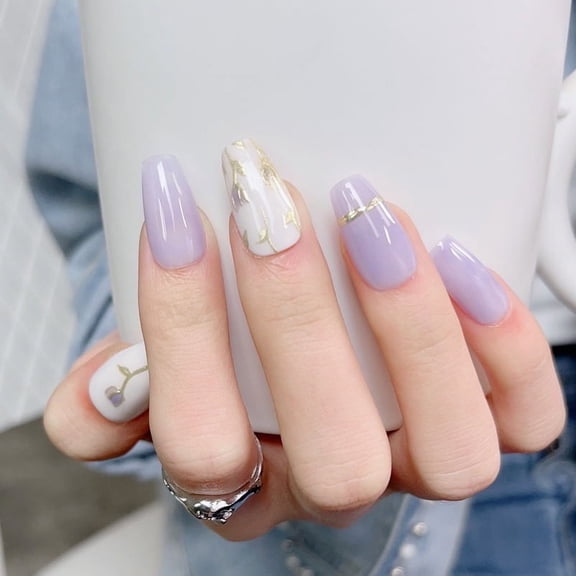 Purple Tulip Hand-painted Magic Mirror Effect Powder Blooming Handmade Wear Armor