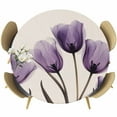thumbnail image 1 of Purple Tulip Round Tablecloth 45-54 Inch Round Fitted Table Cloth with Elastic Edge, Elegant Retro Beige Floral Spring Botanical Waterproof Table Cover Protector for Outdoor Picnic Party Dining, 1 of 6