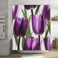 thumbnail image 1 of Purple Tulip Shower Curtain 72X72In For Bathroom, Waterproof Fabric Quick Dry Soft Decoration Set, 1 of 5