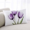 thumbnail image 1 of Purple Tulip Throw Pillow Cover, Pillowcase Protectors with Zipper, Breathable Decorative Lumbar Pillow Case Cover, Aesthetic&nbsp;Pastoral Flower Floral Spring Pillow Shams for Couch Sofa 16x24Inch, 1 of 8