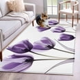 thumbnail image 1 of Purple Tulip Washable Area Rug 3x5 Minimalist Modern Flowers Art Low-Profile Large Area Rugs with Non Slip Backing Indoor Floor Carpet for Entrance Living Room Bedroom Home Office, 1 of 9