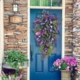 thumbnail image 1 of Purple Tulip Wreath Spring Artificial Flower Garland Front Door Wall Decorations, 1 of 8