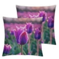 thumbnail image 1 of Purple Tulips Decorative Throw Pillow Covers Case Square for Couch Sofa Bed Living Room Bedroom, 1 of 7