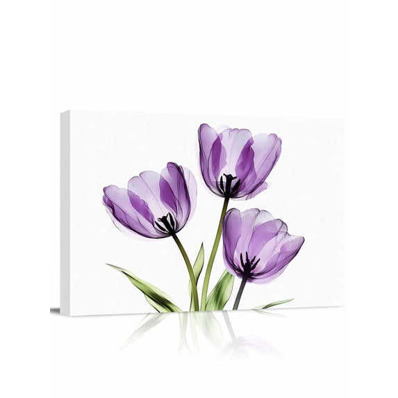 Purple Tulips Wall Art for Living Room,Canvas Picture Wall Decor for Bathroom Bedroom,Spring Floral Botanical Plant Abstract Painting Artwork for Office Kitchen Hallway Dining Room Home Decor 20"x24"