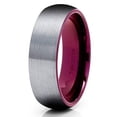 thumbnail image 1 of Purple Tungsten Wedding Band 6mm Purple Tungsten Ring Anniversary Ring Men & Women Dome Tungsten Ring Gray Tungsten Band, 1 of 2