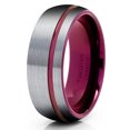 thumbnail image 1 of Purple Tungsten Wedding Band Gray Tungsten Ring Anniversary Ring Men & Women Engagement Ring Comfort Fit Wedding Band, 1 of 2