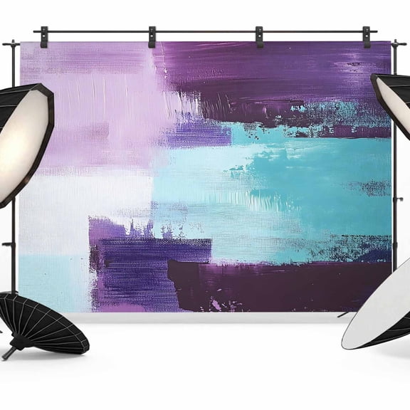 Purple Turquoise Backdrop for Photoshoot,Photography Photo Studio Background Wall Backdrop,Geometric Modern Abstract Oil Painting Back Drop Banner Panel for Portraits Wedding Live Streaming 7x5Ft