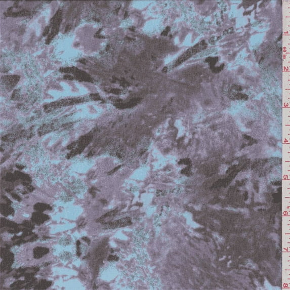 Purple/Turquoise/Black Mottled Polyester Chiffon, Fabric Sold By the Yard