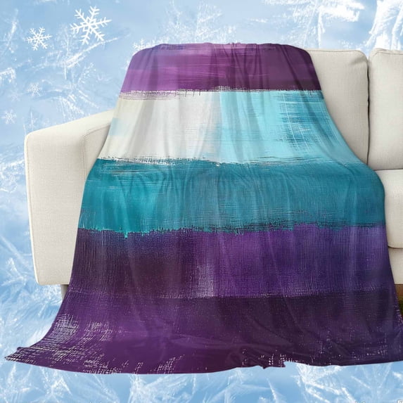 Purple Turquoise Cooling Blanket,Lightweight Summer Throw Blanket with Double Sided Cold Effect,Modern Abstract Oil Painting Art Geometric Picnic Blankets Bed Sheet for Hot Sleepers 30"x40"