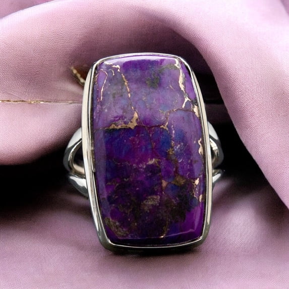 Purple Turquoise Copper Ring Handmade Turquoise Ring Copper 925 Sterling Silver Unisex Ring || Ali Baba Jewellery