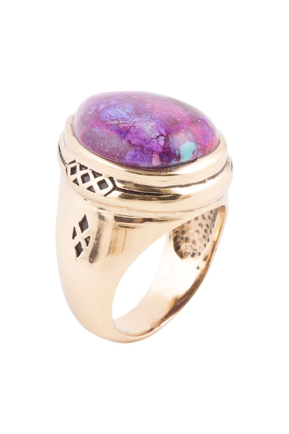 Purple Turquoise Golden Teardrop Ring