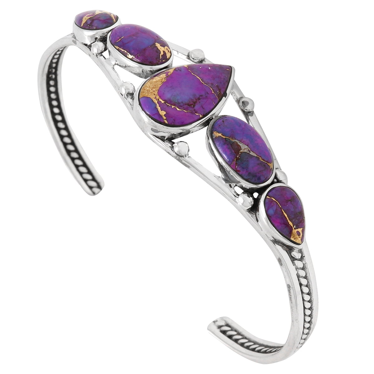Purple Turquoise Jewelry Bracelet for Women Sterling Silver 925