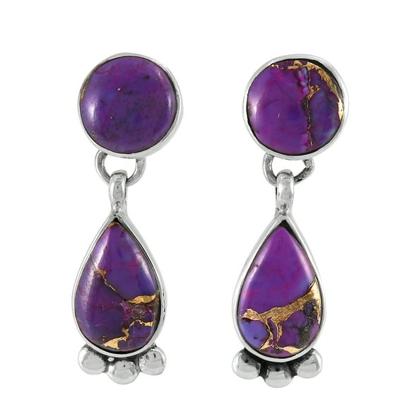 Purple Turquoise Jewelry Earrings for Women Sterling Silver 925 | Turquoise Network | E1451-C77