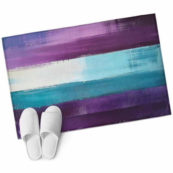 Purple Turquoise Large Area Rugs for Bedroom Living Room, Soft Non Slip Carpet Bedside Rug, Modern Abstract Oil Painting Art Geometric Rectangle Floor Cover Kitchen Accent Rug 2'x3' for Office
