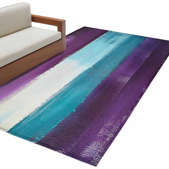 Purple Turquoise Large Area Rugs for Bedroom Living Room, Soft Non Slip Carpet Bedside Rug, Modern Abstract Oil Painting Art Geometric Rectangle Floor Cover Kitchen Accent Rug 4'x6' for Office