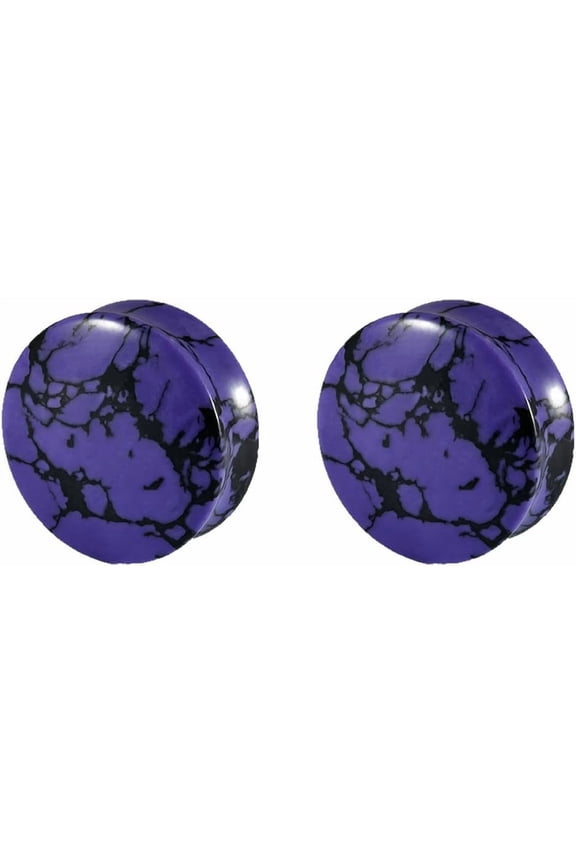 Purple Turquoise Stone Ear Gauges Plugs for Women Men Double Flared Tunnels Expanders Earrings 6-30mm Stretcher Ear Punk Fashion Piercing Body Jewelry[g921]