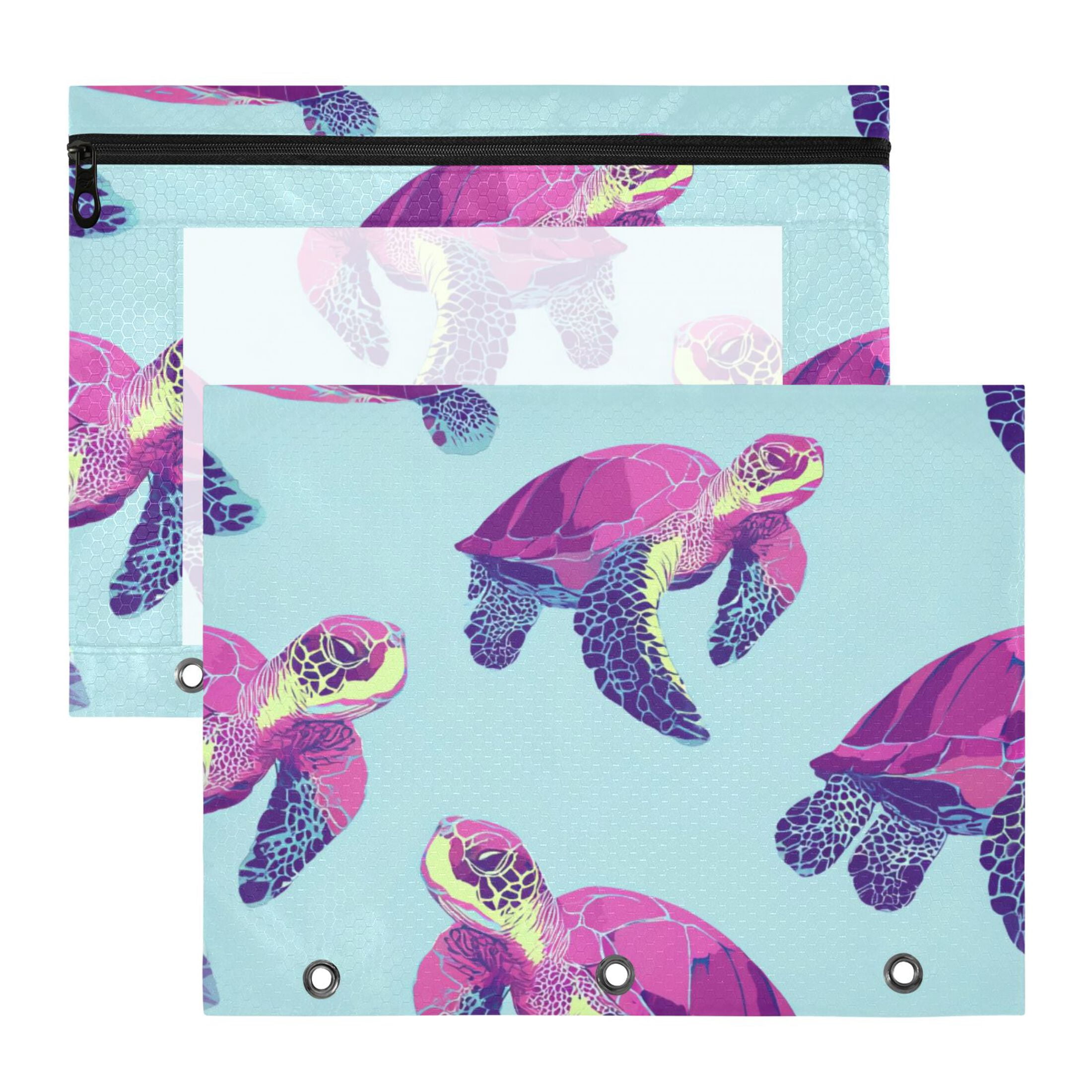 Personalized Sea Turtles 3-Ring Binder - 1 Inch, Customizable Cover, Inside Pockets