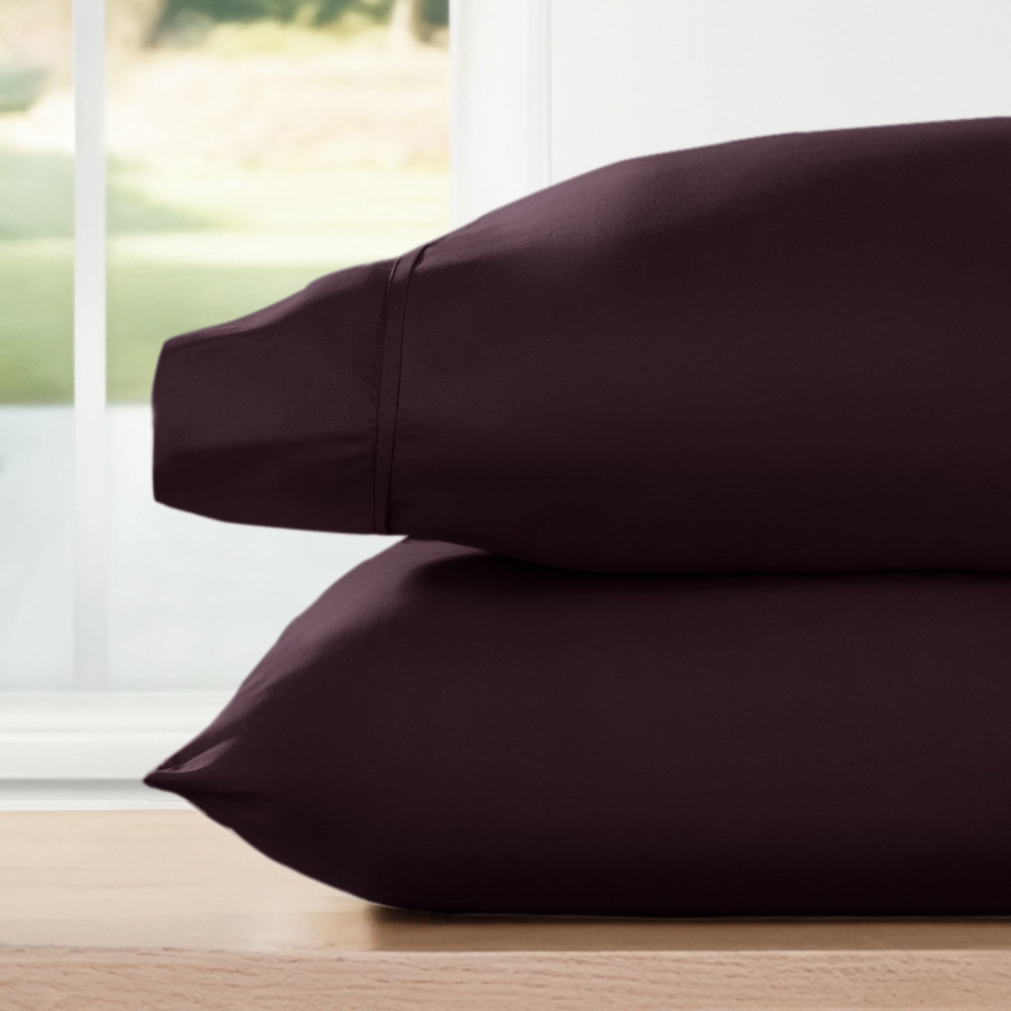Noble Linens 2 Piece Pillow Case Set, Purple, King