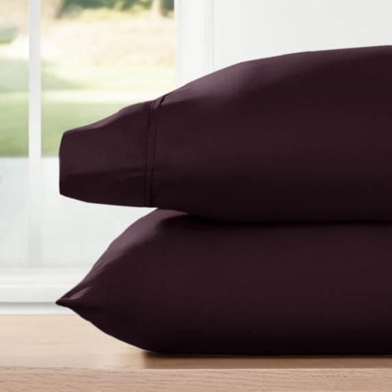 Noble Linens 2 Piece Pillow Case Set, Purple, King
