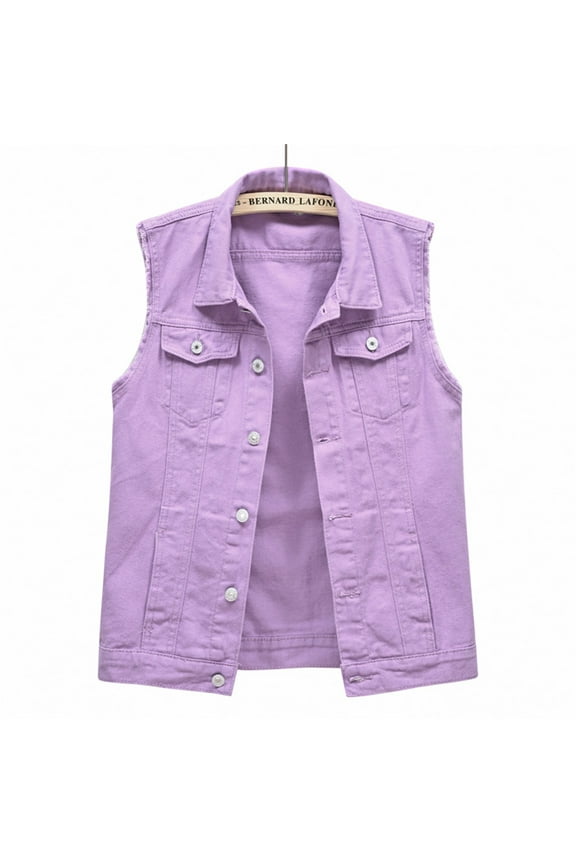 Purple Undershirt For Women, Cotton Sleeveless Tank Tops For Women, Multi Color Denim Vest Female Short Spring And Summer Slim Thin Burlap Sleeveless Shoulders Broken Holes Vest Jacket