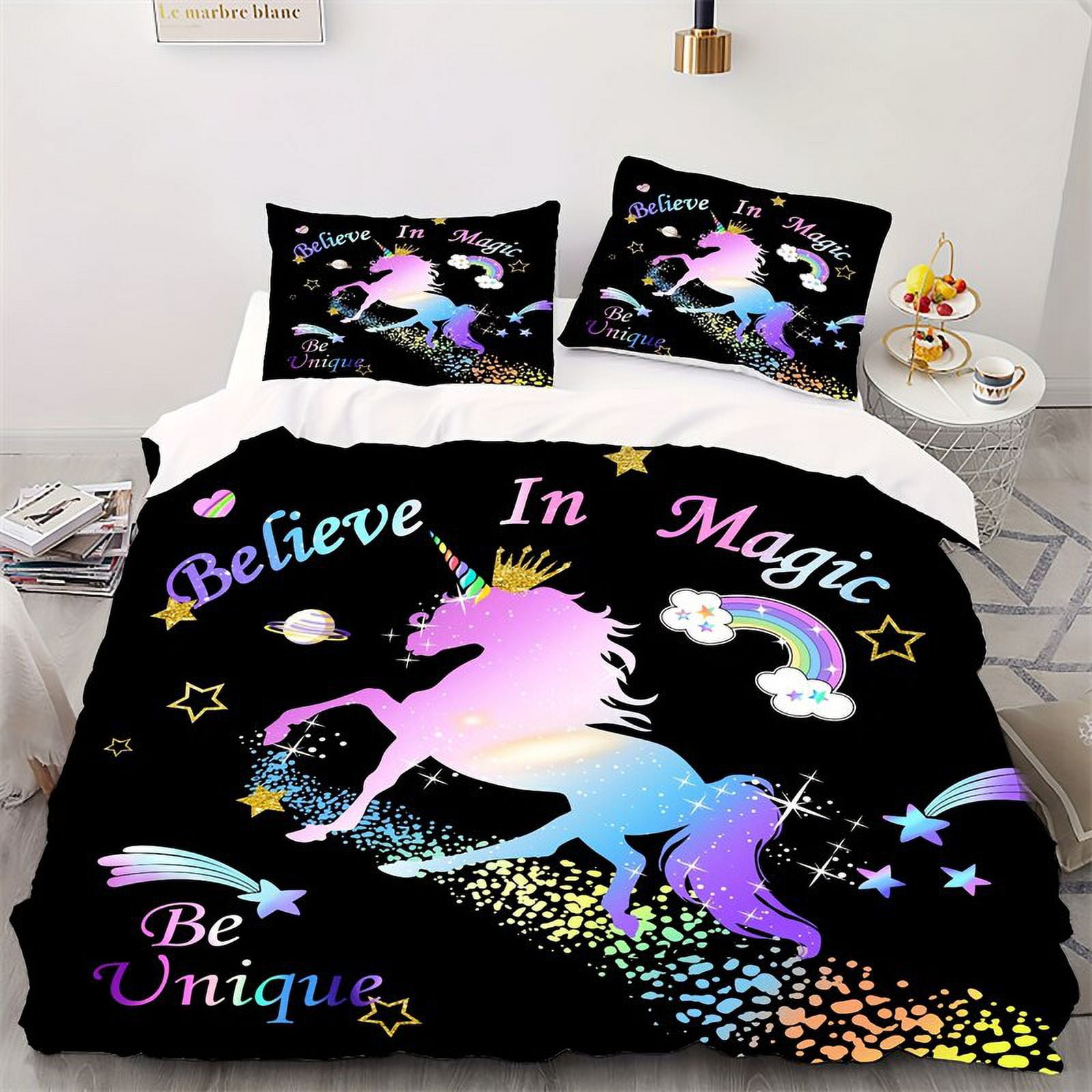 Purple Unicorn Bedding Neon Unicorn Bed Set Black Unicorn Bedding Full