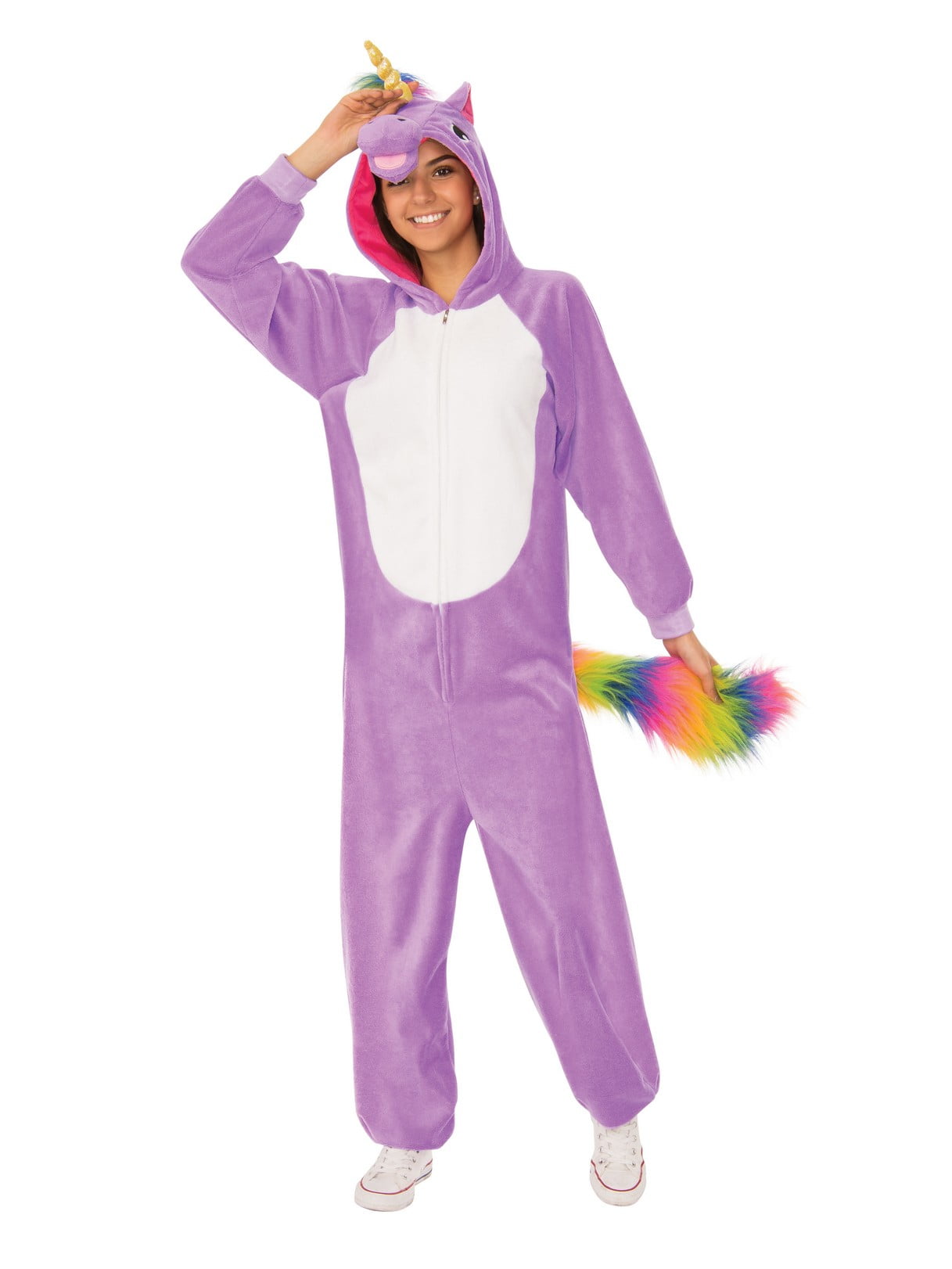 RUBIES II Unicorn Hooded Onesie Unisex Costume Party Fancy Dress with Horn for Adults One Size Walmart