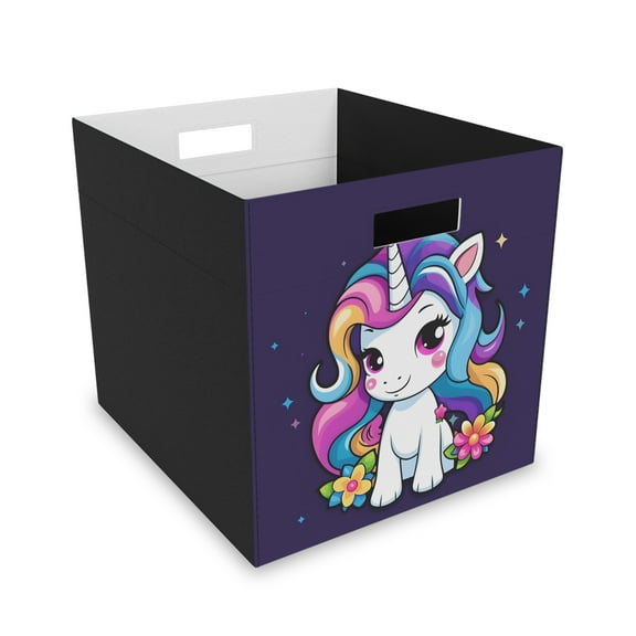 Purple Unicorn Felt Storage Box - Kids storage cube
