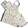 thumbnail image 1 of Purple Unicorn Figure Oven Mitts and Pot Holders with Chef Apron Set 5 Pcs Kitchen Cooking Set, 1 of 6