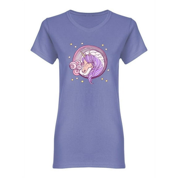 Purple Unicorn In Fantasy Style Shaped T-Shirt Women -Image by Shutterstock, Female Medium