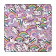 thumbnail image 1 of Purple Unicorn Rainbow Party Pattern Square Fitted Tablecloth with Elastic Edge,Square Table Cover,Washable Elastic Table Cover for Home Kitchen Party Decor 34"x34", 1 of 6